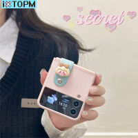 การ์ตูนเกาหลีน่ารักๆเคสโทรศัพท์สายรัดข้อมือเด็กผู้หญิงสำหรับ Samsung Galaxy Z Flip3 5G Z พลิก3 Zflip 3 Flip4 Zflip 4ฝาครอบบล็อกสี