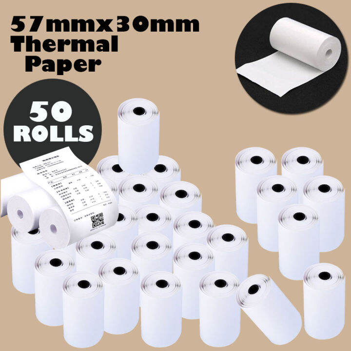 Hopeway 50 Rolls 57mm*30mm Size Thermal Receipt Paper Roll Suitable For ...