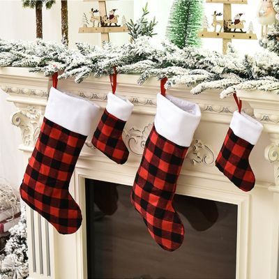 2 Size Christmas Stocking Sack Fabric Gift Socks For Children Fireplace Tree Christmas Decoration Dropship