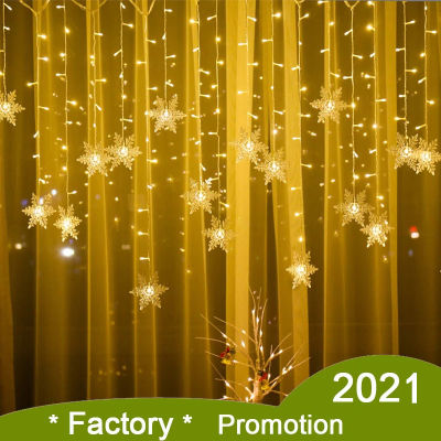 Christmas snowflakes LED String lights Flashing Lights Curtain Light Waterproof Holiday Party Connectable Wave Fairy Light 3.2M