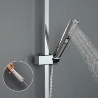 Shower Sliding Bar Wall Mount Shower Bar Adjustable Sliding Rail Set Silver Chrome Stainless Steel Rod and ABS Hand Shower Head