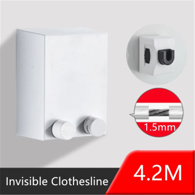 4.2M Retractable Invisible Clothesline Balcony Bathroom Clothes Drying Rack Wall-Mounted Wall Hanger Stainless Steel Wire Rope