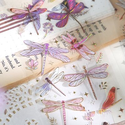 Colorful Feather Dragonfly Jellyfish PET Stickers Decorative Decals For Phone Laptop Waterbottle Planner Diary Journal Scrapbook Stickers Labels
