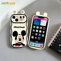 3D เลนส์กล้องถ่ายรูปเมาส์น่ารักเคสสำหรับ Apple iPhone ป้องกันโทรศัพท์14 13 12 11 Pro Max Plus เคสหลังซิลิโคนเนื้อนิ่มเคสมือถือสีกาแฟสีชมพู