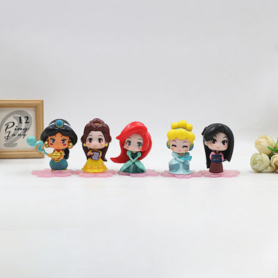 9pcs Cute Q Version Princess Figures Toy Delicate and Compact Decorative Model Toy for Living Room Desktop Decoration