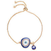 MeiYang แฟชั่นสไตล์ชาติพันธุ์ Blue Rhinestone สร้อยข้อมือรูปดวงตา Blue Evil Eye สร้อยข้อมือปรับได้ Charm อินเทรนด์ผู้หญิงเครื่องประดับของขวัญ