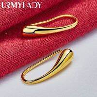 URMYLADY หยดน้ำ/เม็ดฝนสตั๊ดหู24K สำหรับผู้หญิงเครื่องประดับแฟชั่นงานหมั้นงานแต่งงาน