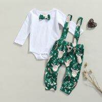 0-2 Year Old Baby 2-Piece Suit For Boys And Girls Christmas Sportswear Long-Sleeved Jumpsuit + Cartoon Print Suspenders  by Hs2023