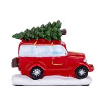 เรซิ่นรถ Animated Xmas Red Car Christmas Craft รุ่น Table Figurine Home Decor