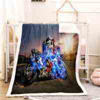 Blue Peacock progress award 3D wall Plush Fleece Blanket picnic sofa