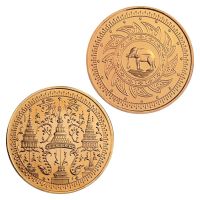 เหรียญที่ระลึกทองแดงเคลือบของที่ระลึกสำหรับสะสมช้างไทยวัดพุทธศาสนาความโชคดีในการสะสมงานศิลปะ