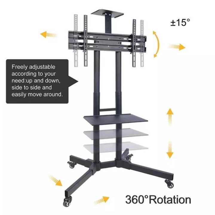 ขาตั้งทีวีรุ่น108-ขาตั้งทีวี-แบบเคลื่อนที่ได้-พร้อมชั้นวาง-1-ชั้น-รองรับจอขนาด-32-80-นิ้ว-รับน้ำหนักได้ถึง60kg-ราคาถูก