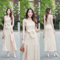 dee-ya shop เสื้อผ้าผู้หญิง Jumpsuit สีครีม พร้อมส่ง