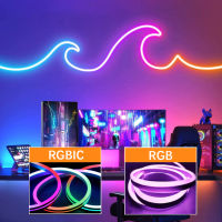 RGBIC Tuya Smart Life Neon Strip Light DC12V Led นีออนเทปสำหรับ Home Party เชือกนีออนทำงานร่วมกับ Alexa