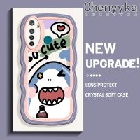 Chenyyka เคสสำหรับ Realme 5 Pro เคสการ์ตูตูนน่ารัก ฉลามใหม่มาการองคอลอว์คลื่นขอบนุ่มเคสมือถือกันกระแทกใสที่สร้างสรรค์เคสโปร่งใส กล้องถ่ายรูปซิลิกาเจลฝาครอบป้องกัน