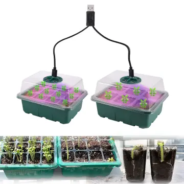 New Plant Trays Greenhouse Growing Lamp LED Light Nursery Pots Growing  Cells Humidity Box Adjustable Greenhouse Germination Kit