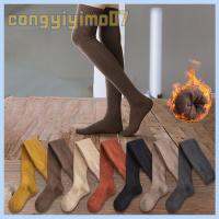 CONGYIYIMO07 ลำลอง บู๊ทส์ขาผู้หญิง สีทึบ ถุงเท้าเข่าสูง ข้นต้นขา ถุงน่องยาว ร้านขายชุดชั้นใน