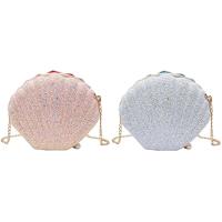 Women Girls Little Mermaid Seashell Purse Cross-Body Shoulder Bags Glitter Sequins Chain Evening Purse