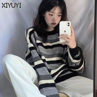 XIYUYI เสื้อกันหนาวลายทางย้อนยุคสไตล์ป่าสไตล์หลวมและขี้เกียจ2023สไตล์ใหม่