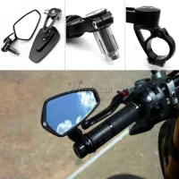 1 Pair 78" 22mm Universal Motorcycle Aluminum Rear View Black Handle Bar End Side Rearview Mirrors