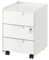 TROTTEN Drawer unit w 3 drawers on castors, white (ทร็อตเตน ตู้ 3 ลิ้นชักมีล้อเลื่อน, ขาว)