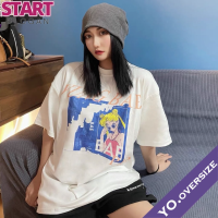 START Yo.oversize 20166 เสื้อยืดโอเวอร์ไซส์ oversize ลายการ์ตูนอนิเมะ สาวน้อยอัศวินเซเลอร์แห่งดาวศุกร์