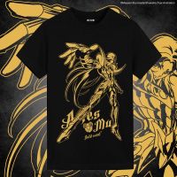 【Fashion】 Saint Seiya Joint เสื้อยืด UTEE ของแท้ที่ได้รับอนุญาต Gold Zodiac Sagamu คู่แขนสั้นผ้าฝ้าย Tide ยี่ห้อ