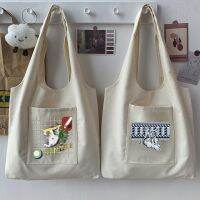 【Lanse store】Trendy Women  39;s Bags Reusable Tote Funny Retro Sculpture Pattern Printing Casual Beige Student Ladies Fashion Sundries Bag