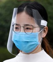 Face shield?หน้ากากใส //ดึงเปิดปิดได้// ชนิดยางยืดพร้อมกับแผ่นพลาสติกใส ป้องกันเชื้อไวรัสได้ 99.99%