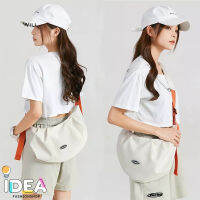 ideafashionshop(ID1867) กระเป๋าสะพายข้างสีขาว-สายสีส้ม สายสะพายมีที่รองบ่า