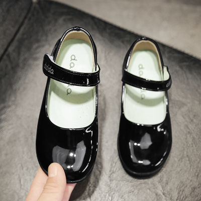 New Children‘s Mary Jane Shoes For Girls Princess Leather School Shoes Black Dress Flats Flower Wedding Black Kids Sneakers Shoe