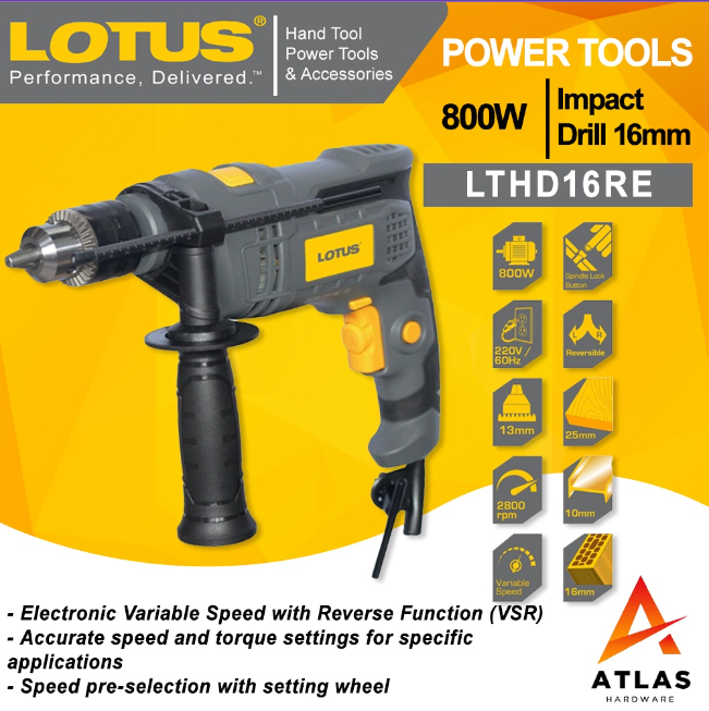 LOTUS Impact Drill 800W 16mm LTHD16RE | Lazada PH