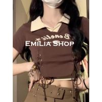 WANGYARU EMILIA SHOP เสื้อยืด เสื้อครอป เสื้อผ้าแฟชั่นผู้หญิง สไตล์เกาหลี 2023 ใหม่ A29J10Y 0506