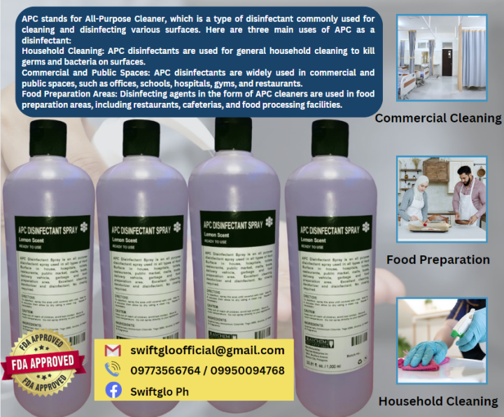 APC (All Purpose Cleaner) DISINFECTANT SPRAY (FDA APPROVED) Lemon Scent/1,000 ml /FOR SURFACE