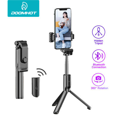 DoomHot Selfie Stick บลูทูธรีโมทคอนโทรล Selfie Stick ขาตตั้งเดสก์ท็อป Selfie Stick แบบพกพาตัวยึดแบบยืดได้ Anti-Shake Stabilizer Selfie Stick Self-วัตถุโบราณเวลาพร้อมไฟ LED เติมแสง