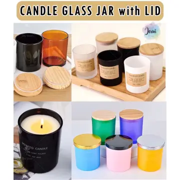 Wholesale round colored 315ml smoked glass candle jars with lids