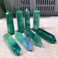 Crystal Obelisk Tower ควอตซ์ธรรมชาติสีเขียวอ่อน Fluorite Point Crystal Healing Wand สำหรับตกแต่ง