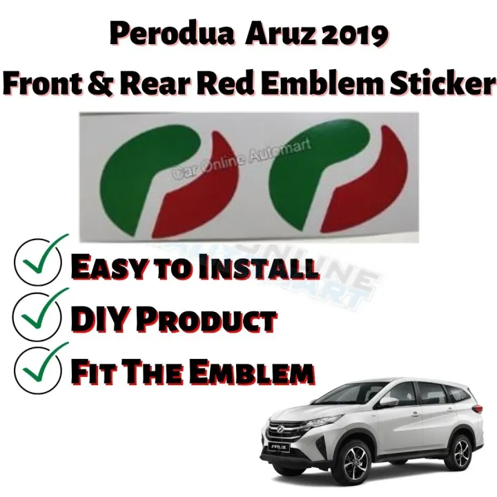 Perodua ARUZ 2019 - RED GREEN STICKER LOGO 2 PCS (Front & Rear Sticker ...