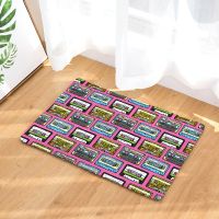 Music Tape Doormat Retro Flannel Floor Carpet Home Decor Indoor Rug for Living Room Kitchen Non-Slip Vacuuming Mat