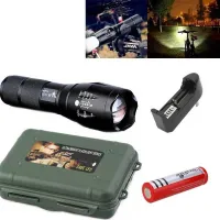 Turbo Light Ultrafire 2200Lm CREE XML T6 LED Zoomable Flashlight Torch 5 Modes เทอร์โบ ไลท์ ไฟฉาย แรงสูง ซูมได้ แถมอุปกรณ์ครบชุด แถมแบต 2 ก้อน(1261)