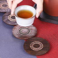 6pcs Solid Wood Coasters Square and Round Desktop Heat-resistant Mat High-quality Carved Cup Pads Tea Cup Holder Bowl Mat