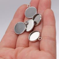 100pcs/lot Stainless Steel Cabochon Base Setting Blank Cameo Tray Dia 14 12 10 8 6mm For Pendant DIY Jewelry Making