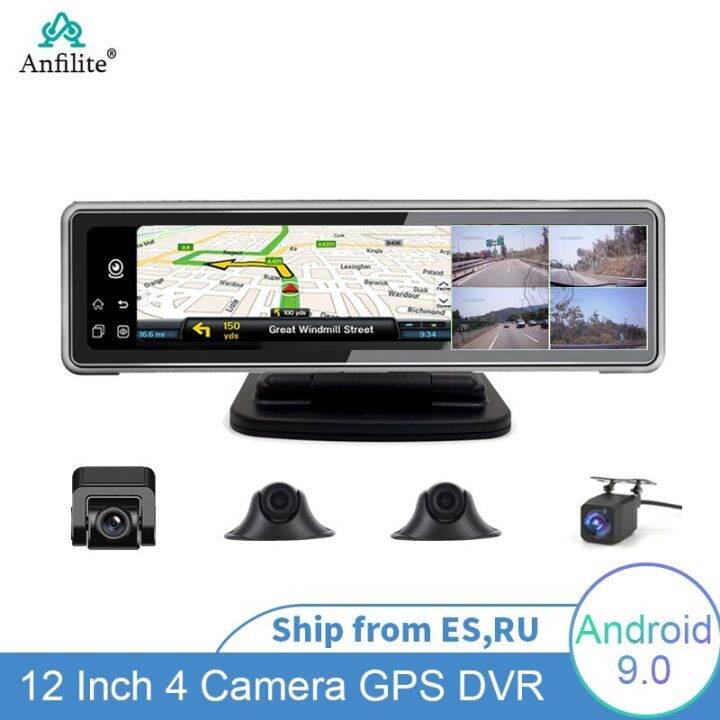 12 Inch Android Dashboard 4 Channel Black Box GPS Navigation 360