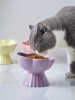 Creative Ceramic Cat Bowl Non-slip Flower Shape High Foot Dogs Puppy Feeder Feeding Food Water Elevated Raised Pet ceramic bowl