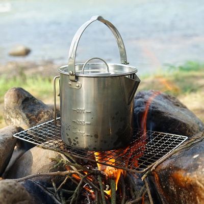 【CW】 Outdoor Kettle Folding Camping Hanging Pot Cooker Riding Replenish