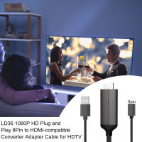 Kangshaibi LD36ตัวแปลง8Pin เป็น HDMI ความชัดเจนสูงสายอะแดปเตอร์ตัวแปลงที่ใช้ได้กับตัวแปลง HDTV 8Pin อย่างปลอดภัย