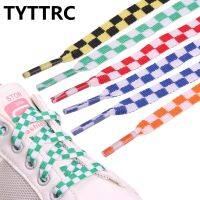 1pair Shoelace Fashion Sneaker Shoe Lace Colors Checkered Grid Flat Shoelaces Shoestring Printing Ribbons Shoelaces Lacing