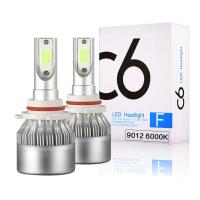 C6 ไฟหน้ารถมอเตอร์ไซค์แบบ LED 9012 HIR2 6000 K สีขาวไฟ LED รถยนต์ไฟหน้า Hi/Lo Beam ปลั๊กแอนด์เพลย์