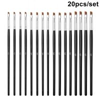 20PCS/SET Nail Art Brush Tilted Head Acrylic Nail Brush for UV Gel Paiting Drawing Liner Pen Manicure Tips Nail Brush Set