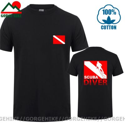 New Design Vintage Distressed Scuba Diver T Shirts Men Retro Scuba Diving T-Shirt Staff Rescue Padi Flag Back Printed Tee Tshirt